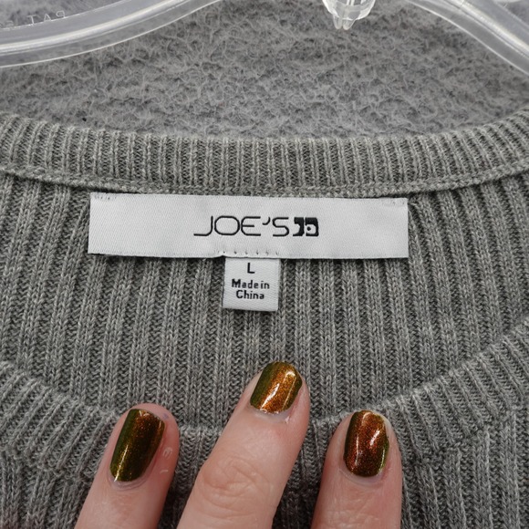 Joes Jeans Womens Heather Grey Ribbed Puff Sleeve Sweater Size Large NEW - Picture 5 of 12
